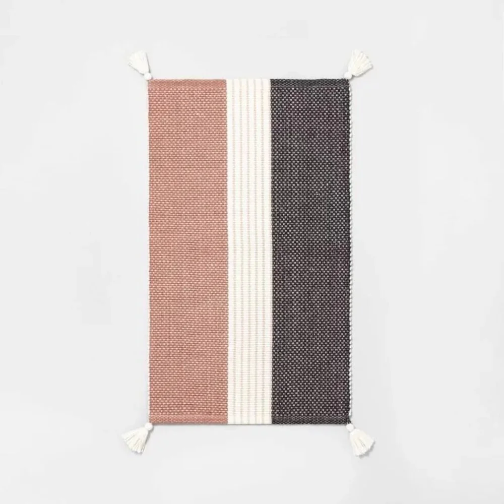 Colorblock Tassel Bath Rug - Hearth‎ & Hand Magnolia - Copper Cream Gray